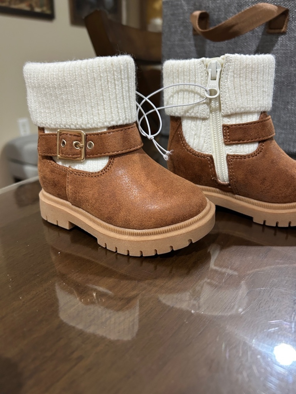 toddler girl boots from Cat & Jack, specifically the Trista Zippered Booties - Picture 2 of 4